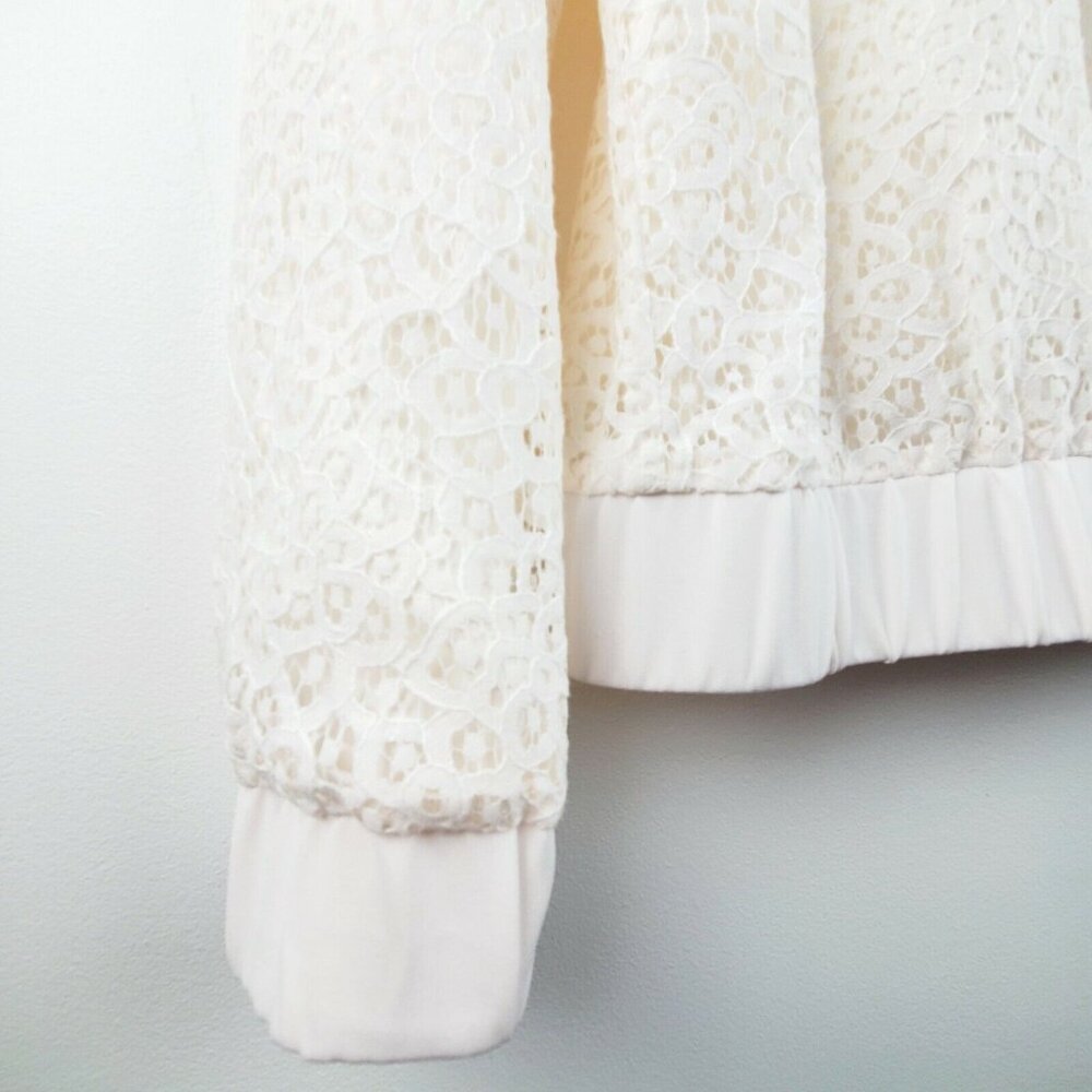 CeCe Women's Poppy Fields Lace Bomber Jacket Sz 8 MSRP $128 NWOT - Picture 5 of 7